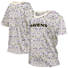 Baltimore Ravens New Era Women's Glam Game Floral Scoop Neck T-Shirt Cream | NFL