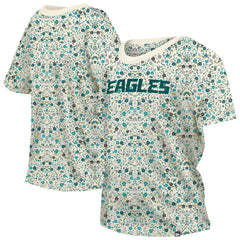 Philadelphia Eagles New Era Women's Glam Game Floral Scoop Neck T-Shirt Cream | NFL