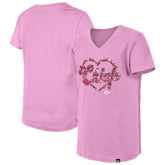Kansas City Chiefs New Era Girls Youth Flip Sequins V-Neck T-Shirt Pink | NFL