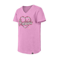 Nashville Predators New Era Girl's Youth Flip Sequin V-Neck T-Shirt - Pink - NHL