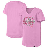 Detroit Red Wings New Era Girl's Youth Flip Sequin V-Neck T-Shirt - Pink - NHL