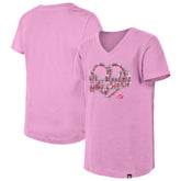 Columbus Blue Jackets New Era Girl's Youth Flip Sequin V-Neck T-Shirt - Pink - NHL