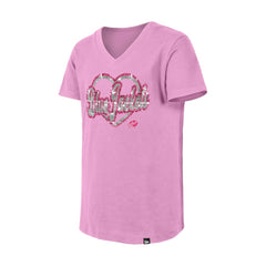 Columbus Blue Jackets New Era Girl's Youth Flip Sequin V-Neck T-Shirt - Pink - NHL