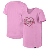 Seattle Kraken New Era Girl's Youth Flip Sequin V-Neck T-Shirt - Pink - NHL