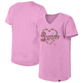 Boston Bruins New Era Girl's Youth Flip Sequin V-Neck T-Shirt - Pink - NHL