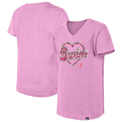Boston Bruins New Era Girl's Youth Flip Sequin V-Neck T-Shirt - Pink - NHL