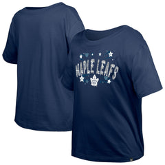 Toronto Maple Leafs New Era Girl's Youth Flip Sequin T-Shirt - Navy - NHL