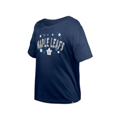 Toronto Maple Leafs New Era Girl's Youth Flip Sequin T-Shirt - Navy - NHL