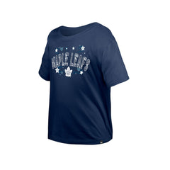 Toronto Maple Leafs New Era Girl's Youth Flip Sequin T-Shirt - Navy - NHL