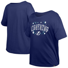 Tampa Bay Lightning New Era Girl's Youth Flip Sequin T-Shirt - Blue - NHL