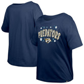 Nashville Predators New Era Girl's Youth Flip Sequin T-Shirt - Navy - NHL