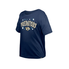 Nashville Predators New Era Girl's Youth Flip Sequin T-Shirt - Navy - NHL
