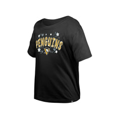 Pittsburgh Penguins New Era Girl's Youth Flip Sequin T-Shirt - Black - NHL