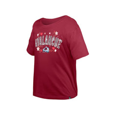 Colorado Avalanche New Era Girl's Youth Flip Sequin T-Shirt - Dark Red - NHL