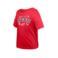 Detroit Red Wings New Era Girl's Youth Flip Sequin T-Shirt - Red - NHL