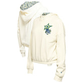Dallas Stars New Era Women's Glam Game Quarter-Zip Cropped Floral Hoodie Pullover - Cream - NHL