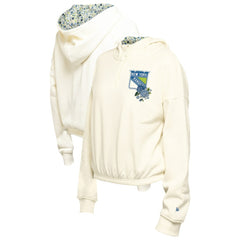 New York Rangers New Era Women's Glam Game Quarter-Zip Cropped Floral Hoodie Pullover - Cream - NHL