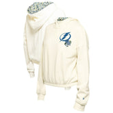 Tampa Bay Lightning New Era Women's Glam Game Quarter-Zip Cropped Floral Hoodie Pullover - Cream - NHL