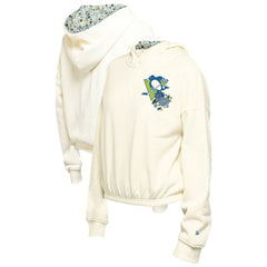 Pittsburgh Penguins New Era Women's Glam Game Quarter-Zip Cropped Floral Hoodie Pullover - Cream - NHL