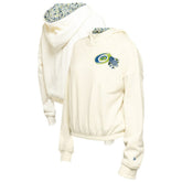 Carolina Hurricanes New Era Women's Glam Game Quarter-Zip Cropped Floral Hoodie Pullover - Cream - NHL