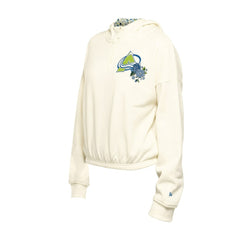 Colorado Avalanche New Era Women's Glam Game Quarter-Zip Cropped Floral Hoodie Pullover - Cream - NHL