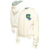 Florida Panthers New Era Women's Glam Game Quarter-Zip Cropped Floral Hoodie Pullover - Cream - NHL