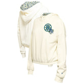 Boston Bruins New Era Women's Glam Game Quarter-Zip Cropped Floral Hoodie Pullover - Cream - NHL