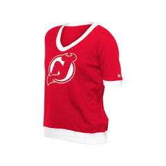 New Jersey Devils New Era Women's Game Day Rhinestuds T-Shirt - Red - NHL