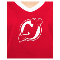 New Jersey Devils New Era Women's Game Day Rhinestuds T-Shirt - Red - NHL
