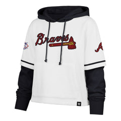 Atlanta Braves '47 Women's Trifecta Shortstop Cropped Pullover Hoodie - MLB