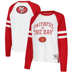 San Francisco 49ers Women's Slub Long Sleeve T-Shirt White/Scarlet | NFL