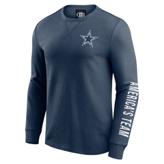 Dallas Cowboys Darius Rucker Collection Washed Waffle-Knit Long Sleeve T-Shirt Navy | Fanatics