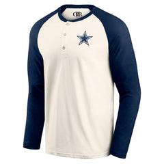 Dallas Cowboys Darius Rucker Collection Raglan Henley Long Sleeve T-Shirt White/Navy | Fanatics