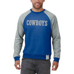 Dallas Cowboys Darius Rucker Collection Throwback Color Block Raglan Pullover Sweatshirt Blue/Gray | Fanatics
