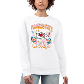 Kansas City Chiefs G-III 4Her by Carl Banks Women's Flower Logo Graphic Fleece Pullover Sweatshirt White | NFL