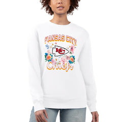 Kansas City Chiefs G-III 4Her by Carl Banks Women's Flower Logo Graphic Fleece Pullover Sweatshirt White | NFL