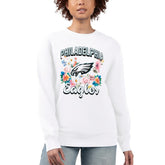 Philadelphia Eagles G-III 4Her by Carl Banks Women's Flower Logo Graphic Fleece Pullover Sweatshirt White | NFL