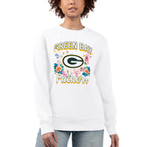Green Bay Packers G-III 4Her by Carl Banks Women's Flower Logo Graphic Fleece Pullover Sweatshirt White | NFL