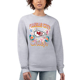 Kansas City Chiefs G-III 4Her by Carl Banks Women's Flower Logo Graphic Fleece Pullover Sweatshirt Heather Gray | NFL
