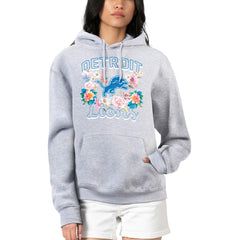 Detroit Lions G-III 4Her by Carl Banks Women's Flowers Team Logo Graphic Fleece Pullover Hoodie Heather Gray | NFL