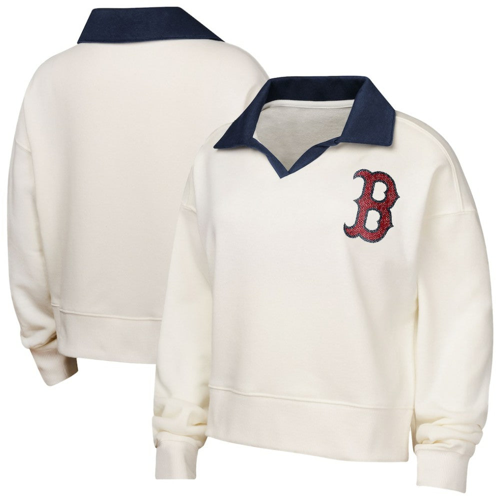 Boston Red Sox Girls Youth Ballpark Hit Collared V-Neck Pullover Sweatshirt - MLB