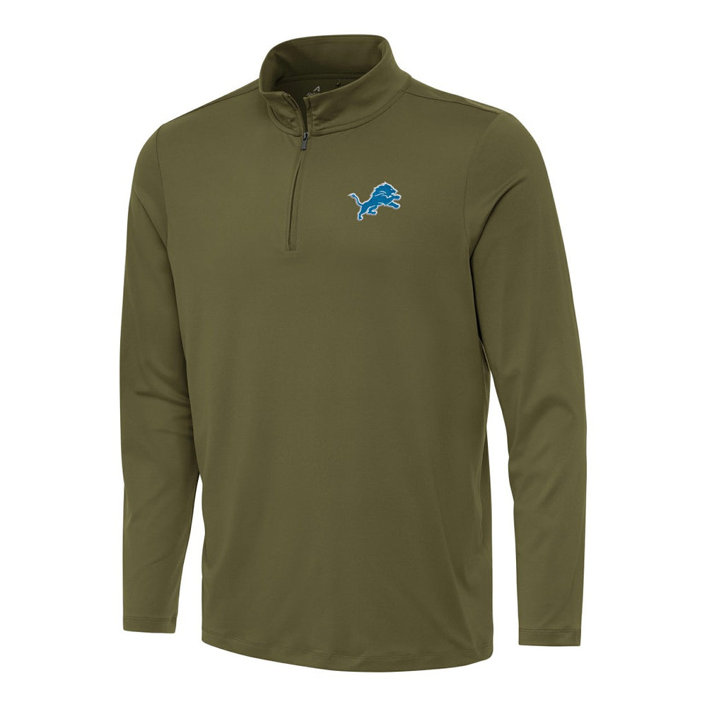 Detroit Lions Antigua Reprocess Quarter-Zip Top Olive | NFL