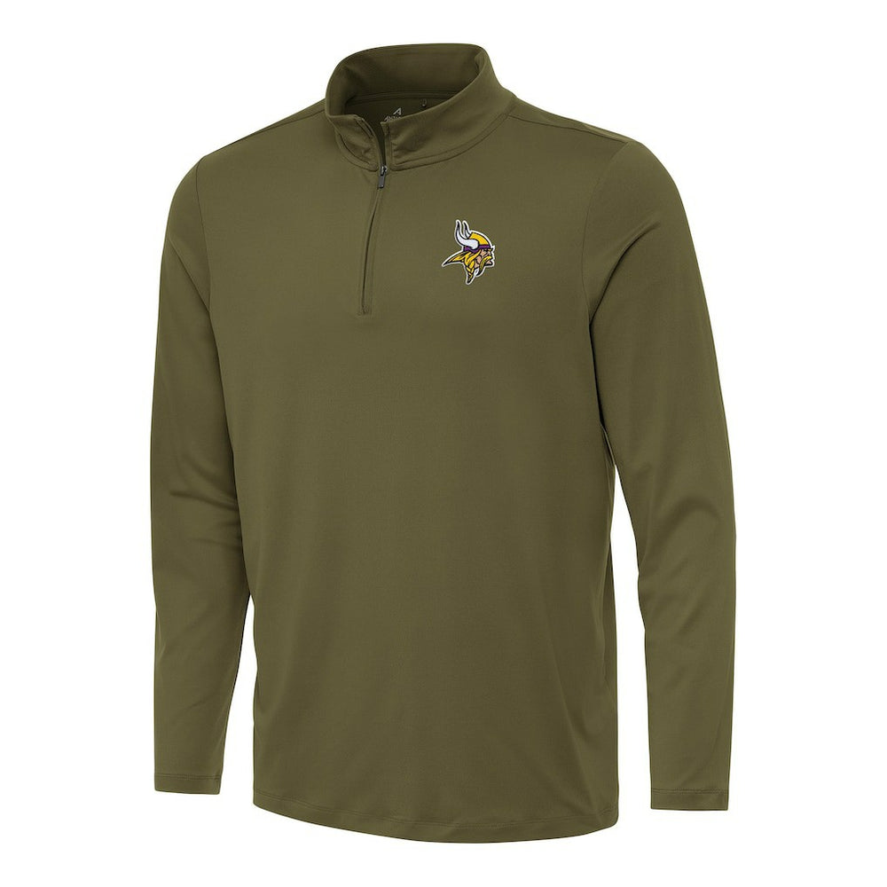 Minnesota Vikings Antigua Reprocess Quarter-Zip Top Olive | NFL