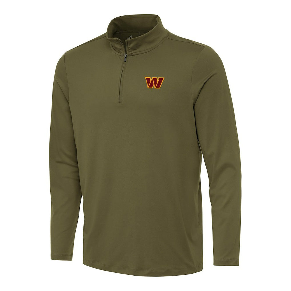 Washington Commanders Antigua Reprocess Quarter-Zip Top Olive | NFL