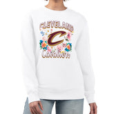 Cleveland Cavaliers G-III 4Her by Carl Banks Women's Flowers Team Logo Graphic Fleece Crewneck Pullover Sweatshirt White - NBA