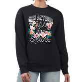 San Antonio Spurs G-III 4Her by Carl Banks Women's Flowers Team Logo Graphic Fleece Crewneck Pullover Sweatshirt Black - NBA