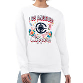 LA Clippers G-III 4Her by Carl Banks Women's Flowers Team Logo Graphic Fleece Crewneck Pullover Sweatshirt White - NBA