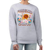 Phoenix Suns G-III 4Her by Carl Banks Women's Flowers Team Logo Graphic Fleece Crewneck Pullover Sweatshirt Heather Gray - NBA