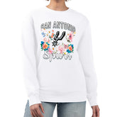 San Antonio Spurs G-III 4Her by Carl Banks Women's Flowers Team Logo Graphic Fleece Crewneck Pullover Sweatshirt White - NBA