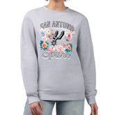 San Antonio Spurs G-III 4Her by Carl Banks Women's Flowers Team Logo Graphic Fleece Crewneck Pullover Sweatshirt Heather Gray - NBA